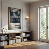 Batman Newspaper Poster Canvas Wall Art, Gotham Times Headline Print, Superhero Room Decor, Modern Comic Art, Framed Home Office Wall Decoration