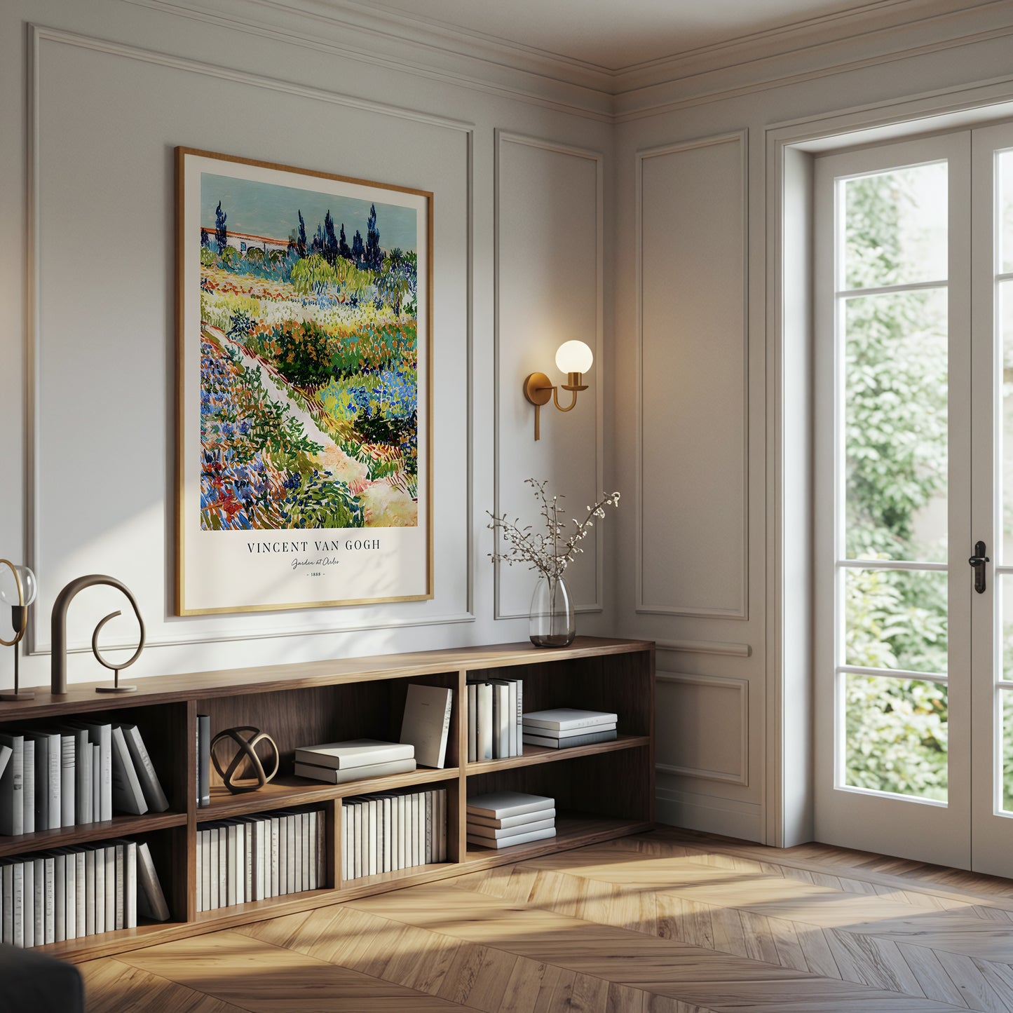 Vincent Van Gogh Canvas Wall Art, Gardens at Arles Print, Impressionist Landscape Artwork, Vibrant Fine Art Reproduction, Framed Ready to Hang Decoration