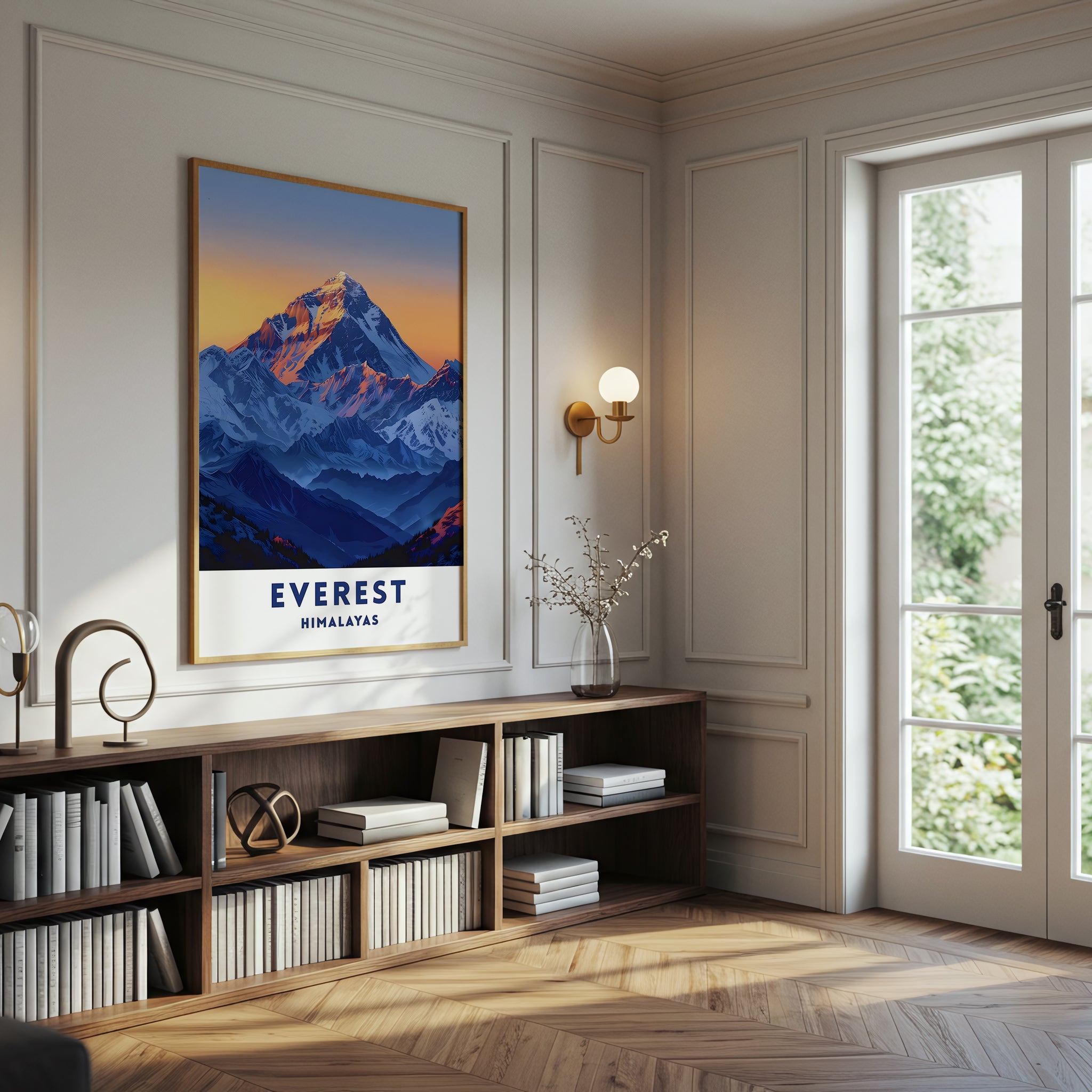 Everest Himalayas Canvas Wall Art, Mountain Sunset Modern Decor, Vibrant Landscape Artwork, Framed Ready to Hang