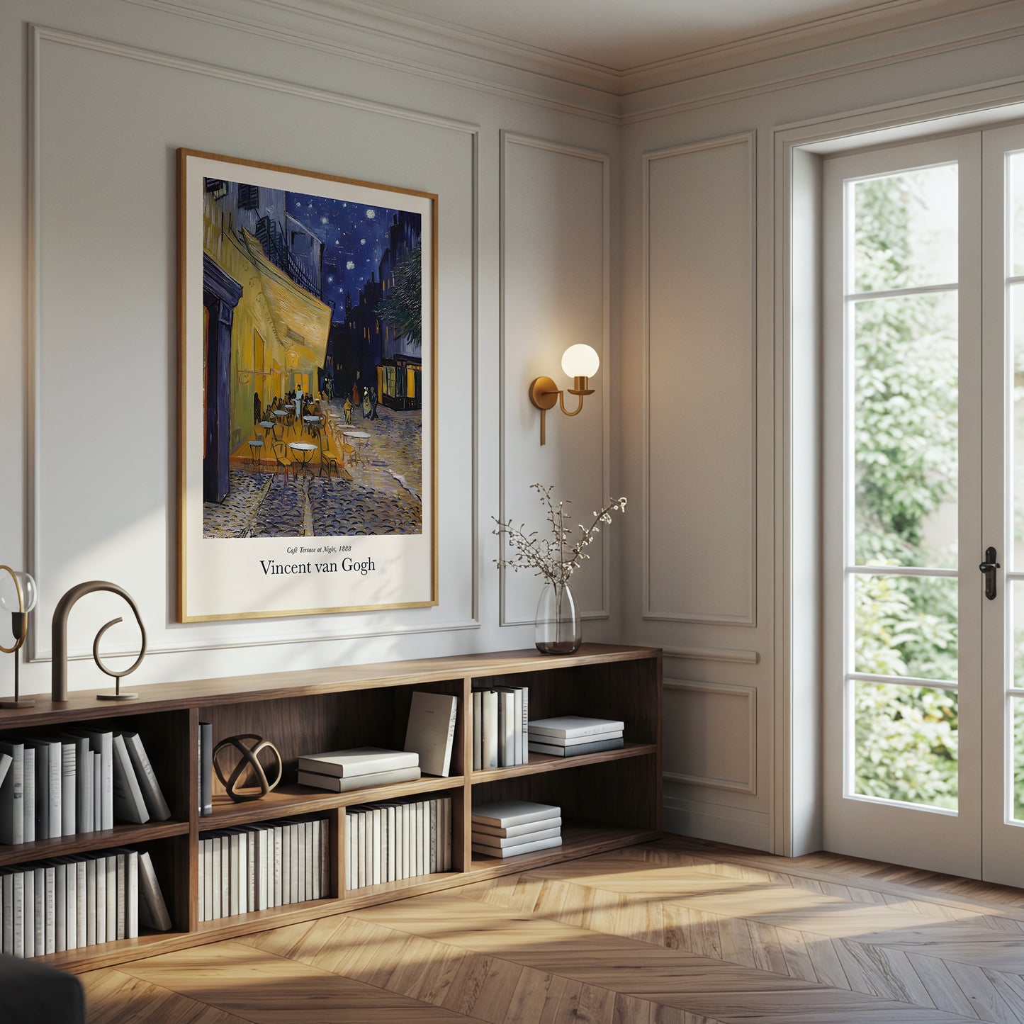 Vincent van Gogh Cafe Terrace at Night Canvas Wall Art, Framed Art Print, Starry Night Decor, Famous Artist Painting, Classic European Artwork