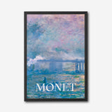 Claude Monet Impressionist Canvas Wall Art, Blue and Purple Abstract Seascape, Modern Framed Home Decor, Fine Art Print for Living Room or Bedroom