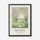 Monet Woman Seated Under the Willows 1880 Canvas Wall Art, Impressionist Landscape Art Print, Framed Fine Art Décor, Classic French Painting for Living Room or Office