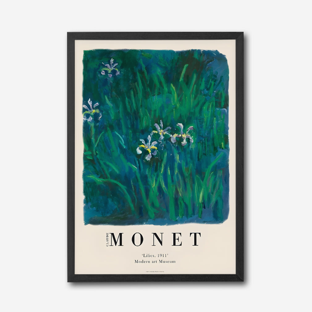 Claude Monet Lilies 1911 Canvas Wall Art, Framed Impressionist Print, Modern Art Museum Collection, Nature Landscape Decor for Living Room Bedroom Office
