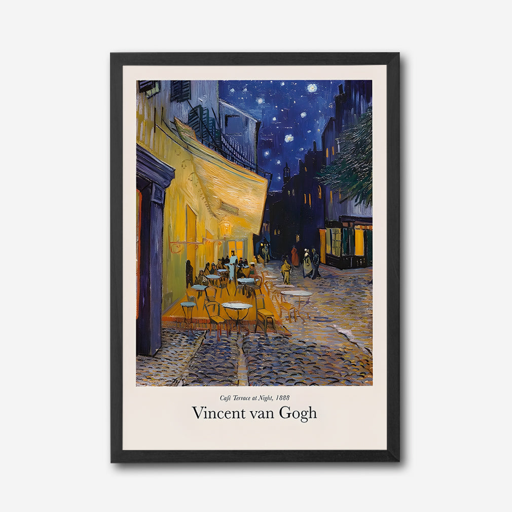 Vincent van Gogh Cafe Terrace at Night Canvas Wall Art, Framed Art Print, Starry Night Decor, Famous Artist Painting, Classic European Artwork