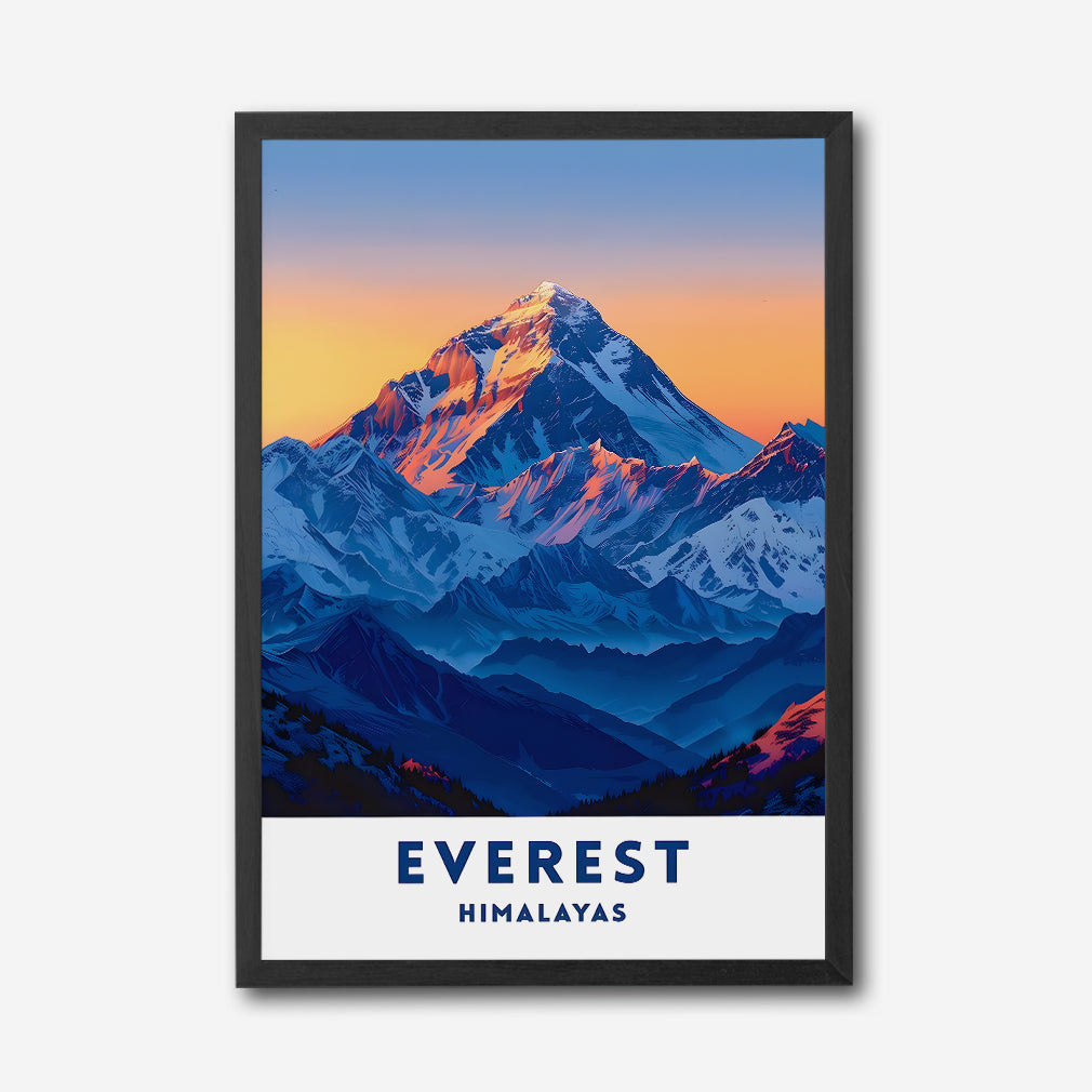 Everest Himalayas Canvas Wall Art, Mountain Sunset Modern Decor, Vibrant Landscape Artwork, Framed Ready to Hang