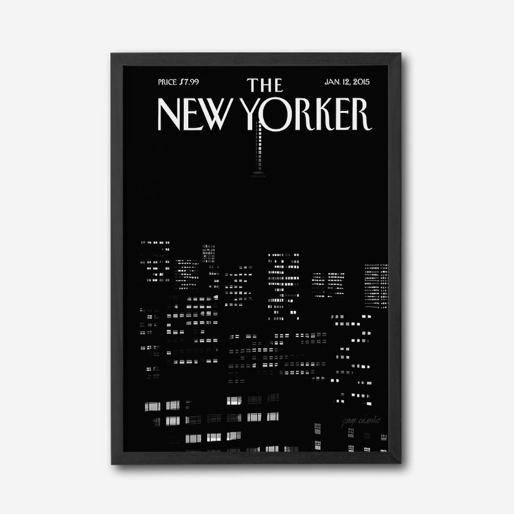 The New Yorker City Skyline Canvas Wall Art, Modern Black and White Urban Night Print, Contemporary Living Room Decor, Framed Wall Art for Home and Office