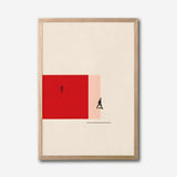 Minimalist Abstract People Art Canvas Wall Art, Modern Red Geometric Print, Contemporary Home Decor, Living Room Accent Piece, Scandinavian Style Wall Hanging