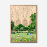 Notre Dame Park Scene Canvas Wall Art, Paris Landmark Decor, Botanical Landscape Print, Modern French Art for Living Room, Framed Canvas Wall Art, Elegant Gothic Cathedral Design