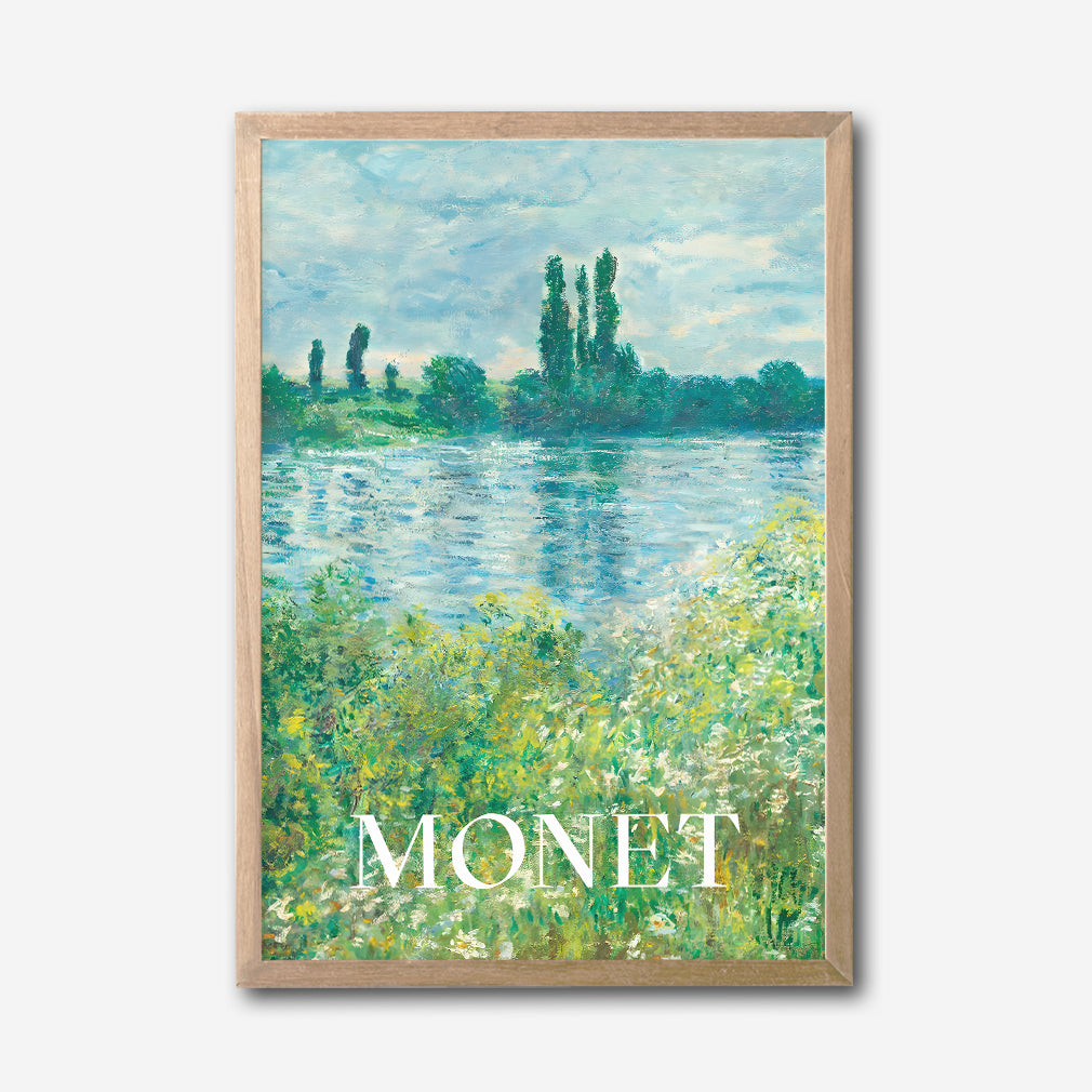 Monet Impressionist River Landscape Canvas Wall Art, Nature Scenery Canvas Wall Art, Classic Fine Art Print, Framed Canvas Wall Art for Living Room and Office Decor