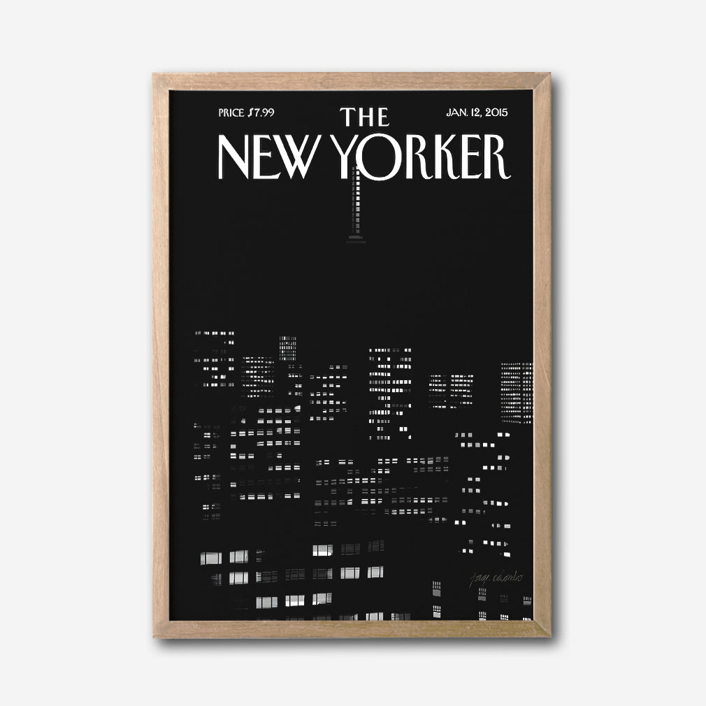 The New Yorker City Skyline Canvas Wall Art, Modern Black and White Urban Night Print, Contemporary Living Room Decor, Framed Wall Art for Home and Office