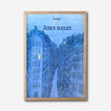 Paris Blue Cityscape Canvas Wall Art, Sempé Illustration, French Street Decor, Soulmates Wall Print, Urban Romantic Gift, Modern Home Accent