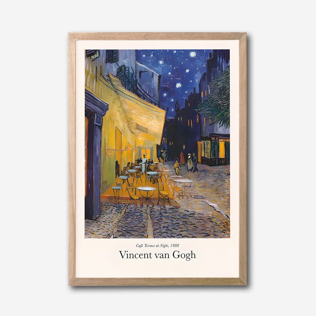 Vincent van Gogh Cafe Terrace at Night Canvas Wall Art, Framed Art Print, Starry Night Decor, Famous Artist Painting, Classic European Artwork