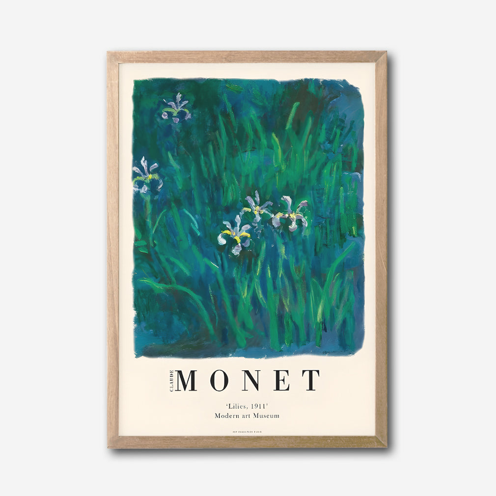 Claude Monet Lilies 1911 Canvas Wall Art, Framed Impressionist Print, Modern Art Museum Collection, Nature Landscape Decor for Living Room Bedroom Office