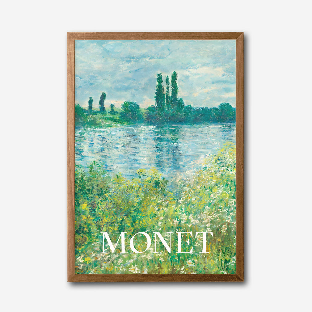 Monet Impressionist River Landscape Canvas Wall Art, Nature Scenery Canvas Wall Art, Classic Fine Art Print, Framed Canvas Wall Art for Living Room and Office Decor
