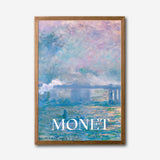 Claude Monet Impressionist Canvas Wall Art, Blue and Purple Abstract Seascape, Modern Framed Home Decor, Fine Art Print for Living Room or Bedroom