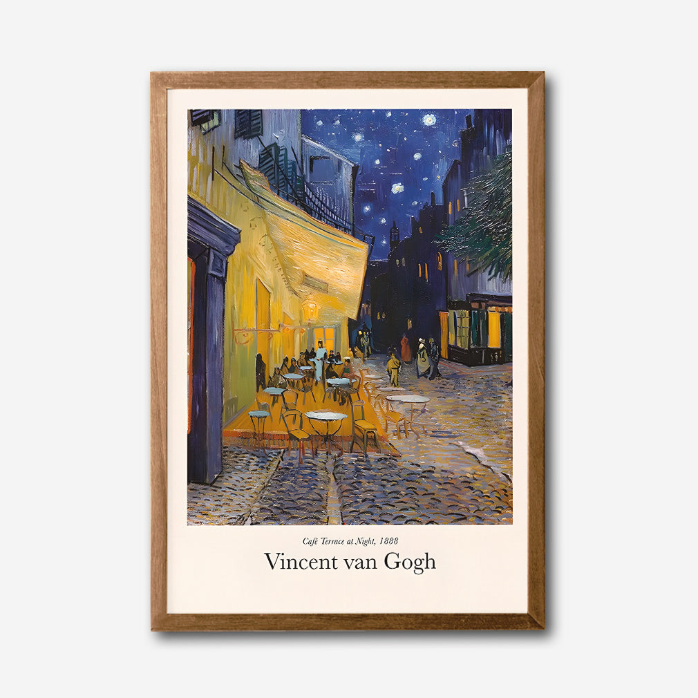 Vincent van Gogh Cafe Terrace at Night Canvas Wall Art, Framed Art Print, Starry Night Decor, Famous Artist Painting, Classic European Artwork