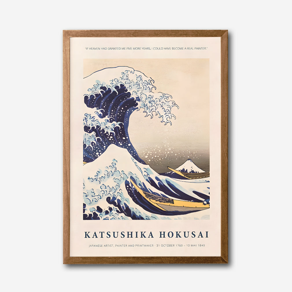 The Great Wave Off Kanagawa Canvas Wall Art, Katsushika Hokusai Japanese Fine Art Print, Famous Ocean Wave Artwork, Framed Modern Home Decor