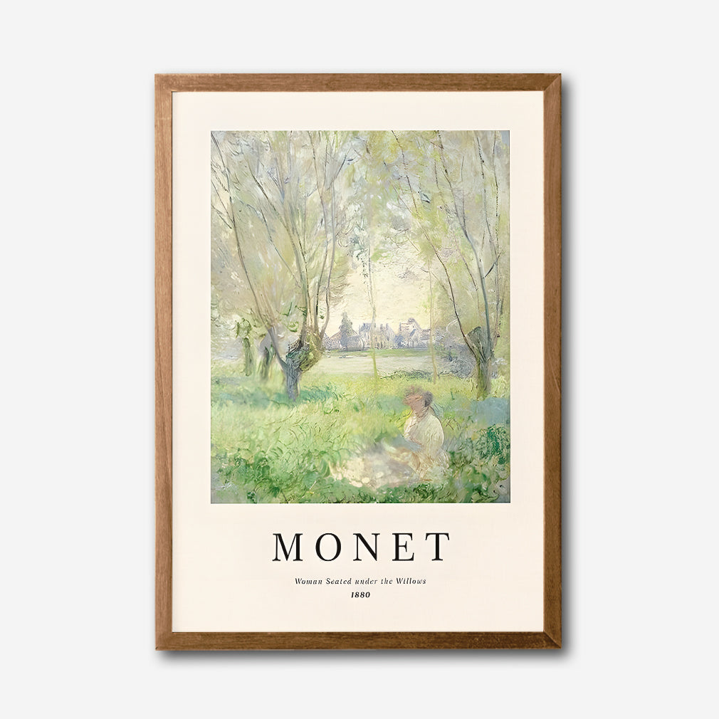 Monet Woman Seated Under the Willows 1880 Canvas Wall Art, Impressionist Landscape Art Print, Framed Fine Art Décor, Classic French Painting for Living Room or Office