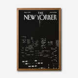 The New Yorker City Skyline Canvas Wall Art, Modern Black and White Urban Night Print, Contemporary Living Room Decor, Framed Wall Art for Home and Office