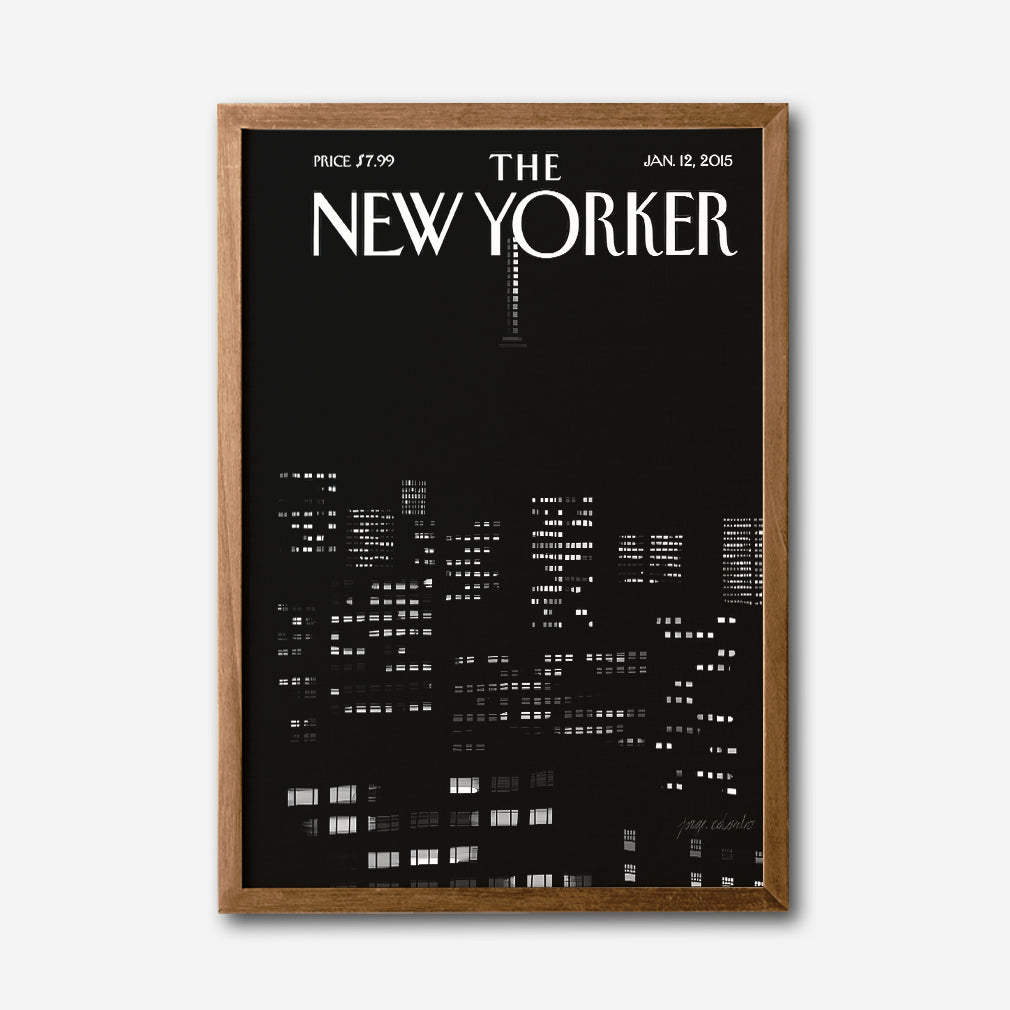 The New Yorker City Skyline Canvas Wall Art, Modern Black and White Urban Night Print, Contemporary Living Room Decor, Framed Wall Art for Home and Office