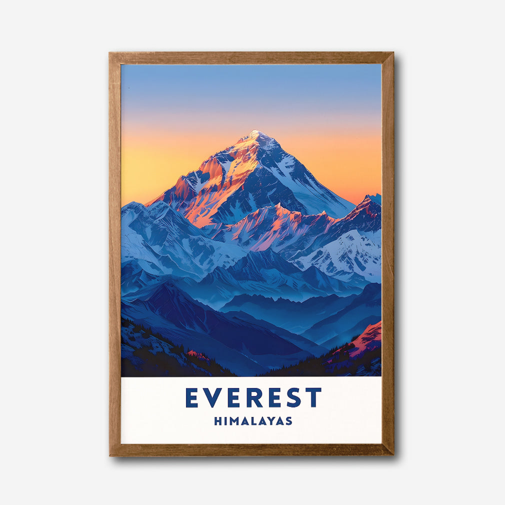 Everest Himalayas Canvas Wall Art, Mountain Sunset Modern Decor, Vibrant Landscape Artwork, Framed Ready to Hang