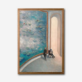 Gallery Room Scene with Large Water Lilies Canvas Wall Art, Modern Art Museum Decor, Impressionist Inspired Wall Art, Framed Home Decoration