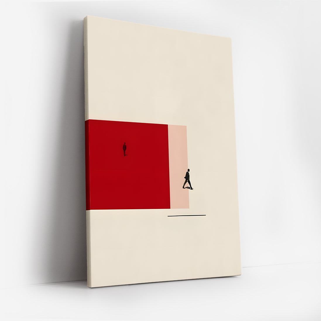 Minimalist Abstract People Art Canvas Wall Art, Modern Red Geometric Print, Contemporary Home Decor, Living Room Accent Piece, Scandinavian Style Wall Hanging