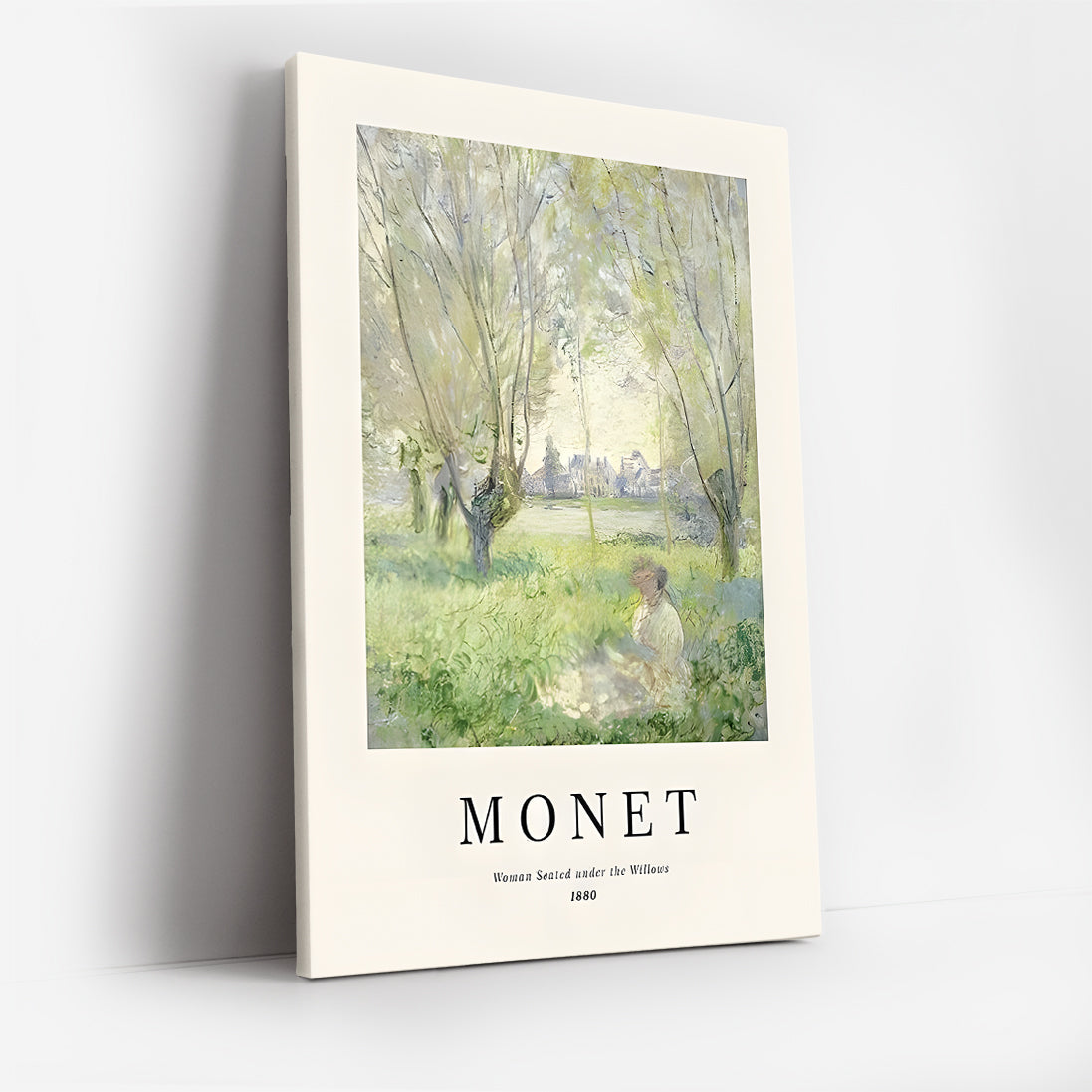 Monet Woman Seated Under the Willows 1880 Canvas Wall Art, Impressionist Landscape Art Print, Framed Fine Art Décor, Classic French Painting for Living Room or Office