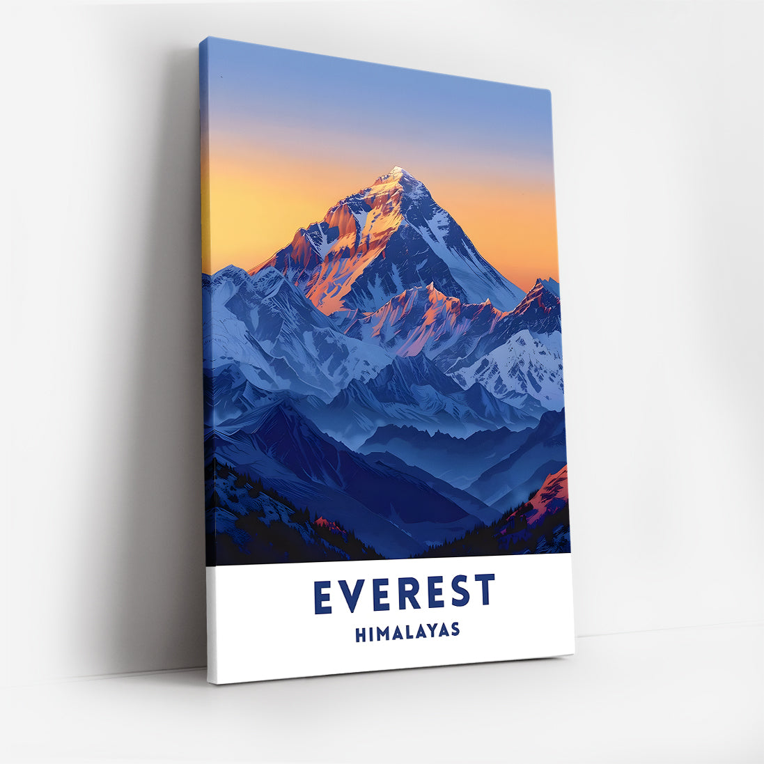 Everest Himalayas Canvas Wall Art, Mountain Sunset Modern Decor, Vibrant Landscape Artwork, Framed Ready to Hang