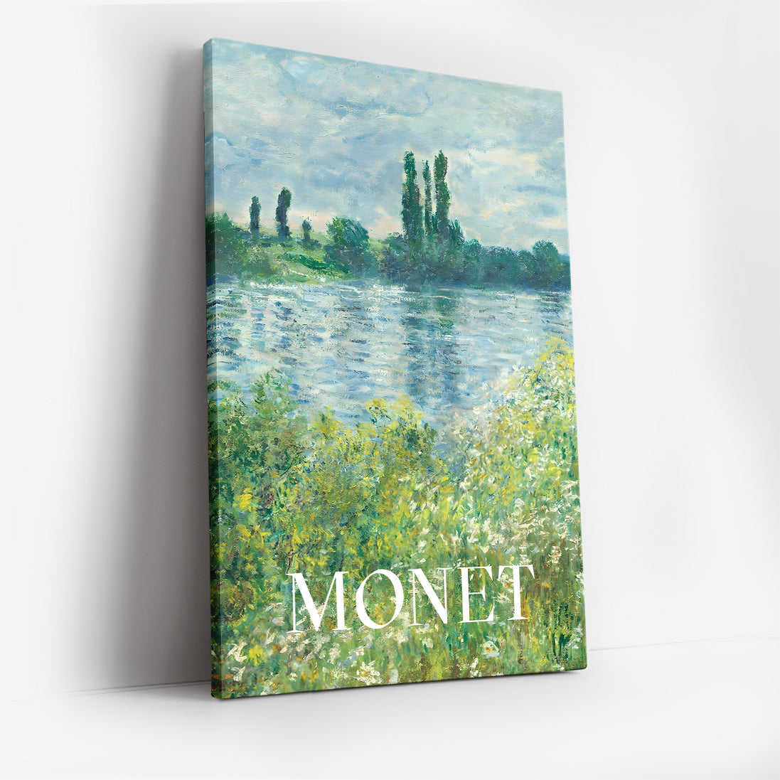 Monet Impressionist River Landscape Canvas Wall Art, Nature Scenery Canvas Wall Art, Classic Fine Art Print, Framed Canvas Wall Art for Living Room and Office Decor
