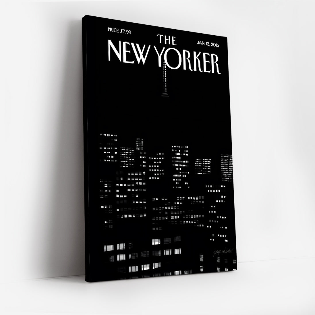The New Yorker City Skyline Canvas Wall Art, Modern Black and White Urban Night Print, Contemporary Living Room Decor, Framed Wall Art for Home and Office