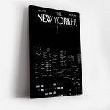 The New Yorker City Skyline Canvas Wall Art, Modern Black and White Urban Night Print, Contemporary Living Room Decor, Framed Wall Art for Home and Office