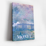 Monet Impressionist Art Canvas Wall Art, Framed Blue and Pink Seascape Print, Modern Living Room and Bedroom Décor, Fine Art Reproduction