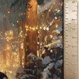 Enchanted Winter Forest with Deer, Holiday Lights, Canvas Wall Art, Snowy Woodland Scene, Festive Christmas Home Decor, Framed Modern Artwork