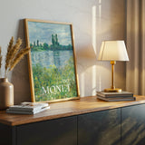Monet Impressionist River Landscape Canvas Wall Art, Nature Scenery Canvas Wall Art, Classic Fine Art Print, Framed Canvas Wall Art for Living Room and Office Decor