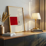 Minimalist Abstract People Art Canvas Wall Art, Modern Red Geometric Print, Contemporary Home Decor, Living Room Accent Piece, Scandinavian Style Wall Hanging