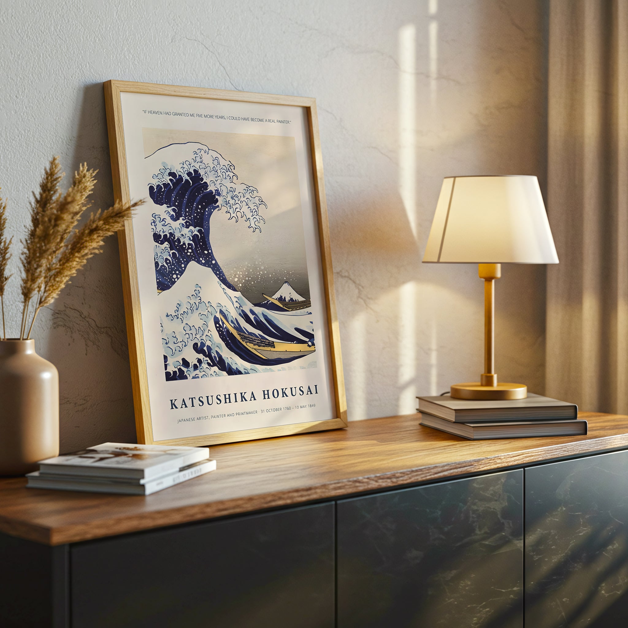 The Great Wave Off Kanagawa Canvas Wall Art, Katsushika Hokusai Japanese Fine Art Print, Famous Ocean Wave Artwork, Framed Modern Home Decor