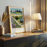 Vincent Van Gogh Canvas Wall Art, Gardens at Arles Print, Impressionist Landscape Artwork, Vibrant Fine Art Reproduction, Framed Ready to Hang Decoration