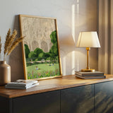 Notre Dame Park Scene Canvas Wall Art, Paris Landmark Decor, Botanical Landscape Print, Modern French Art for Living Room, Framed Canvas Wall Art, Elegant Gothic Cathedral Design