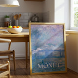 Claude Monet Impressionist Canvas Wall Art, Blue and Purple Abstract Seascape, Modern Framed Home Decor, Fine Art Print for Living Room or Bedroom