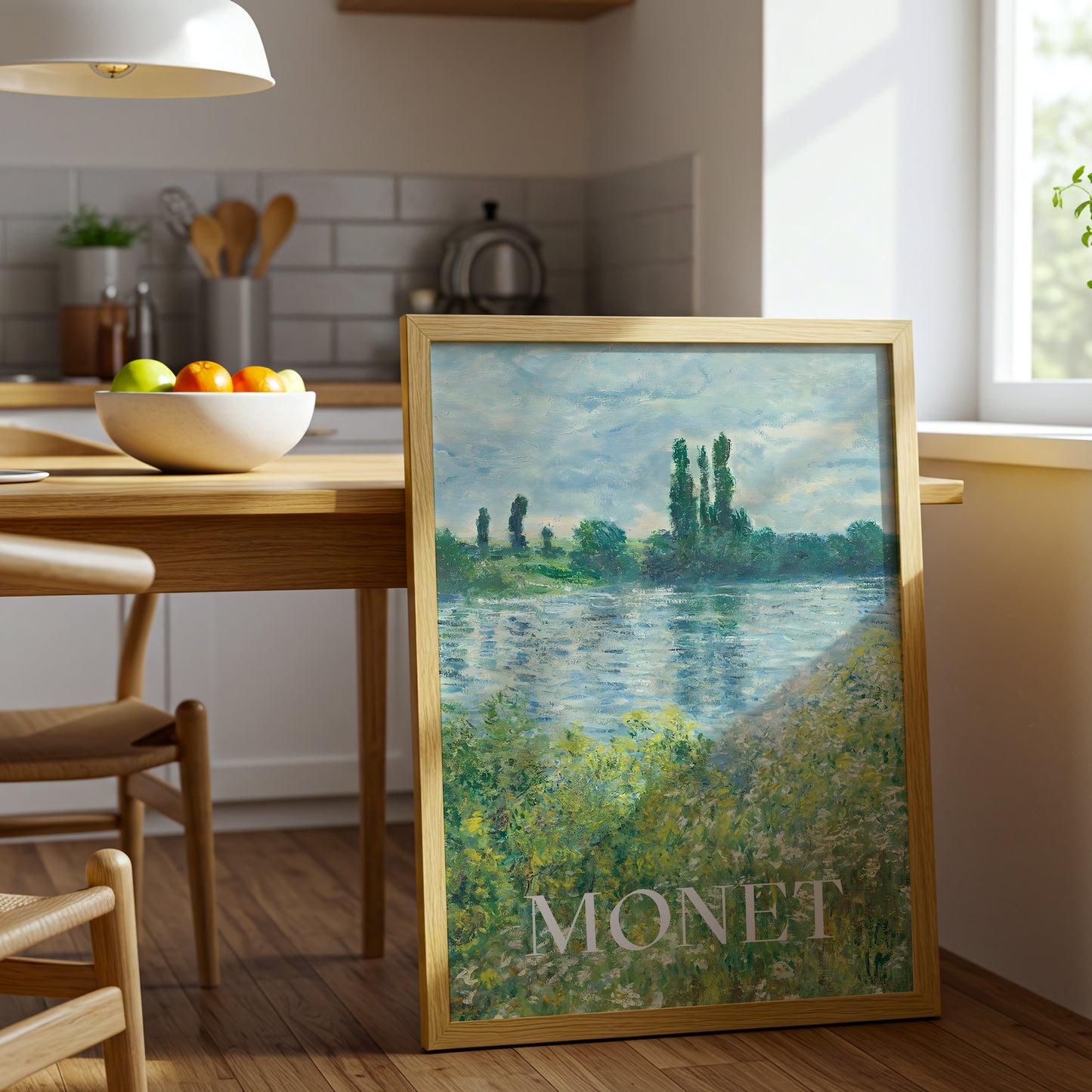 Monet Impressionist River Landscape Canvas Wall Art, Nature Scenery Canvas Wall Art, Classic Fine Art Print, Framed Canvas Wall Art for Living Room and Office Decor