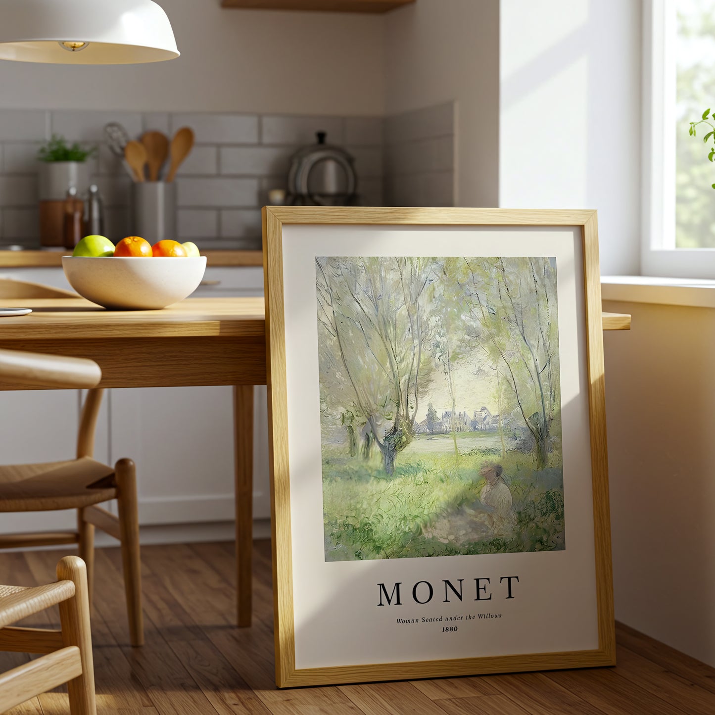 Monet Woman Seated Under the Willows 1880 Canvas Wall Art, Impressionist Landscape Art Print, Framed Fine Art Décor, Classic French Painting for Living Room or Office