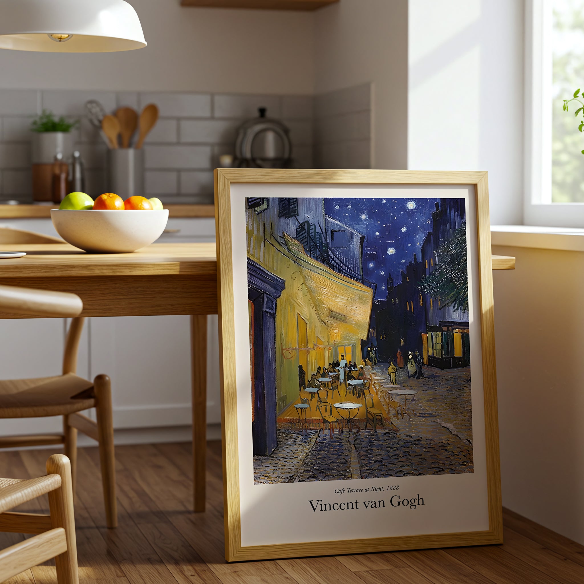 Vincent van Gogh Cafe Terrace at Night Canvas Wall Art, Framed Art Print, Starry Night Decor, Famous Artist Painting, Classic European Artwork