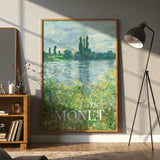 Monet Impressionist River Landscape Canvas Wall Art, Nature Scenery Canvas Wall Art, Classic Fine Art Print, Framed Canvas Wall Art for Living Room and Office Decor