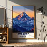 Everest Himalayas Canvas Wall Art, Mountain Sunset Modern Decor, Vibrant Landscape Artwork, Framed Ready to Hang