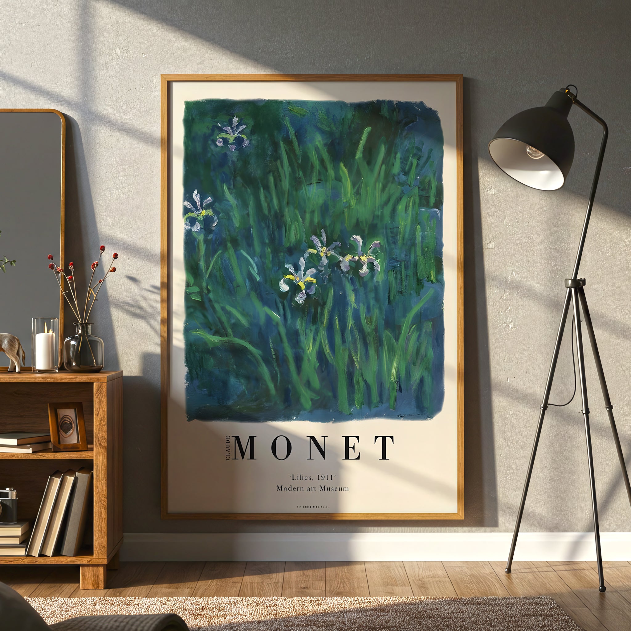 Claude Monet Lilies 1911 Canvas Wall Art, Framed Impressionist Print, Modern Art Museum Collection, Nature Landscape Decor for Living Room Bedroom Office