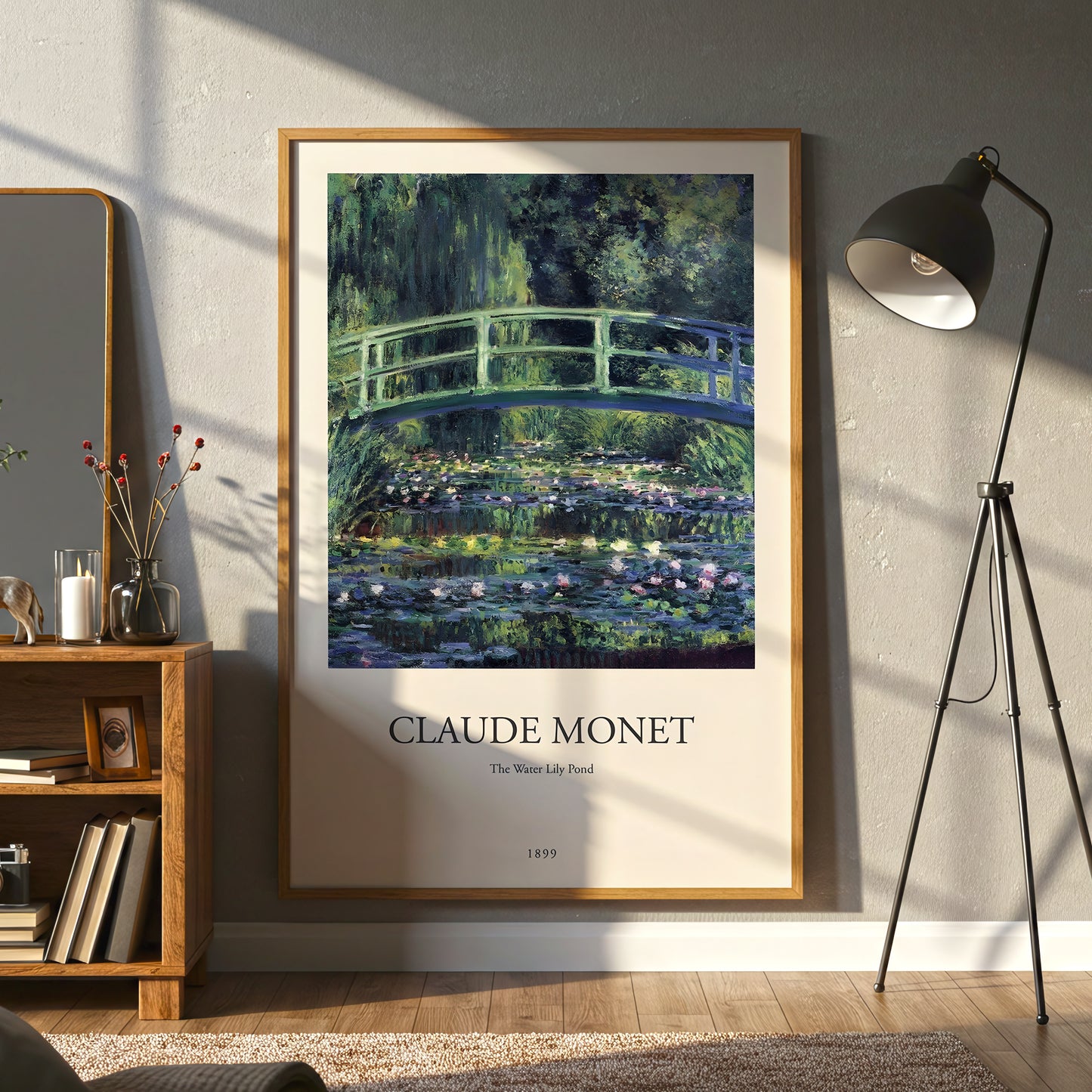 Claude Monet The Water Lily Pond Canvas Wall Art, Impressionist Art Print, Botanical Bridge Landscape Canvas Wall Art, Classic Fine Art Decoration