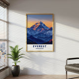 Everest Himalayas Canvas Wall Art, Mountain Sunset Modern Decor, Vibrant Landscape Artwork, Framed Ready to Hang