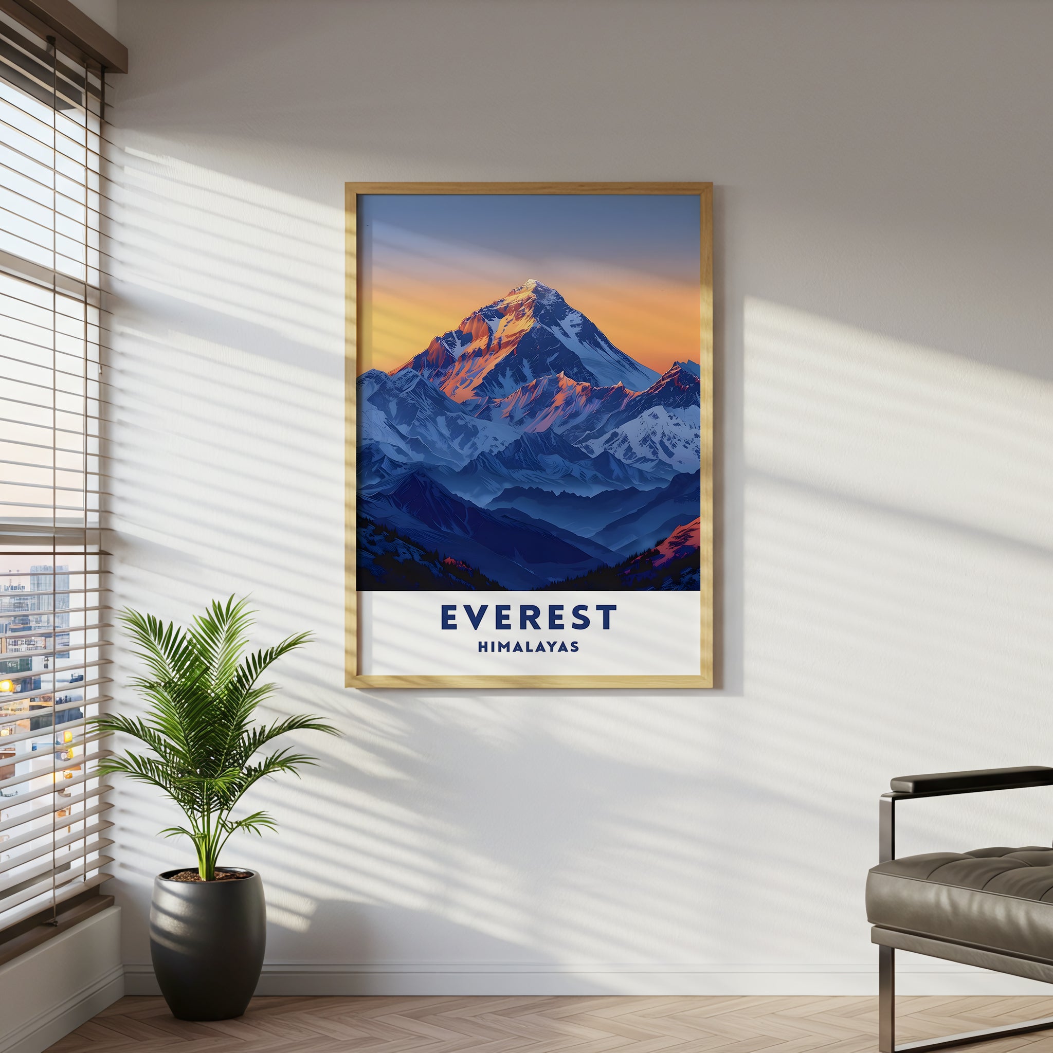 Everest Himalayas Canvas Wall Art, Mountain Sunset Modern Decor, Vibrant Landscape Artwork, Framed Ready to Hang
