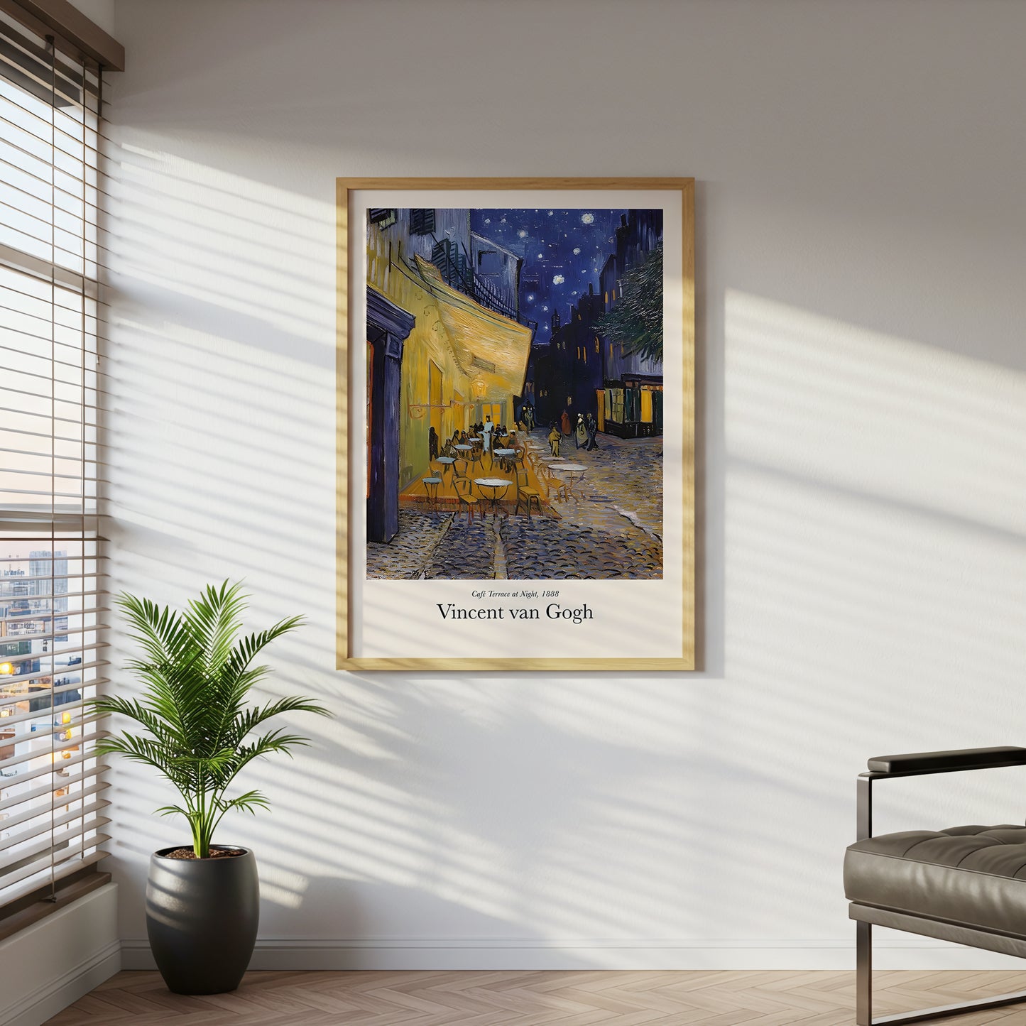 Vincent van Gogh Cafe Terrace at Night Canvas Wall Art, Framed Art Print, Starry Night Decor, Famous Artist Painting, Classic European Artwork